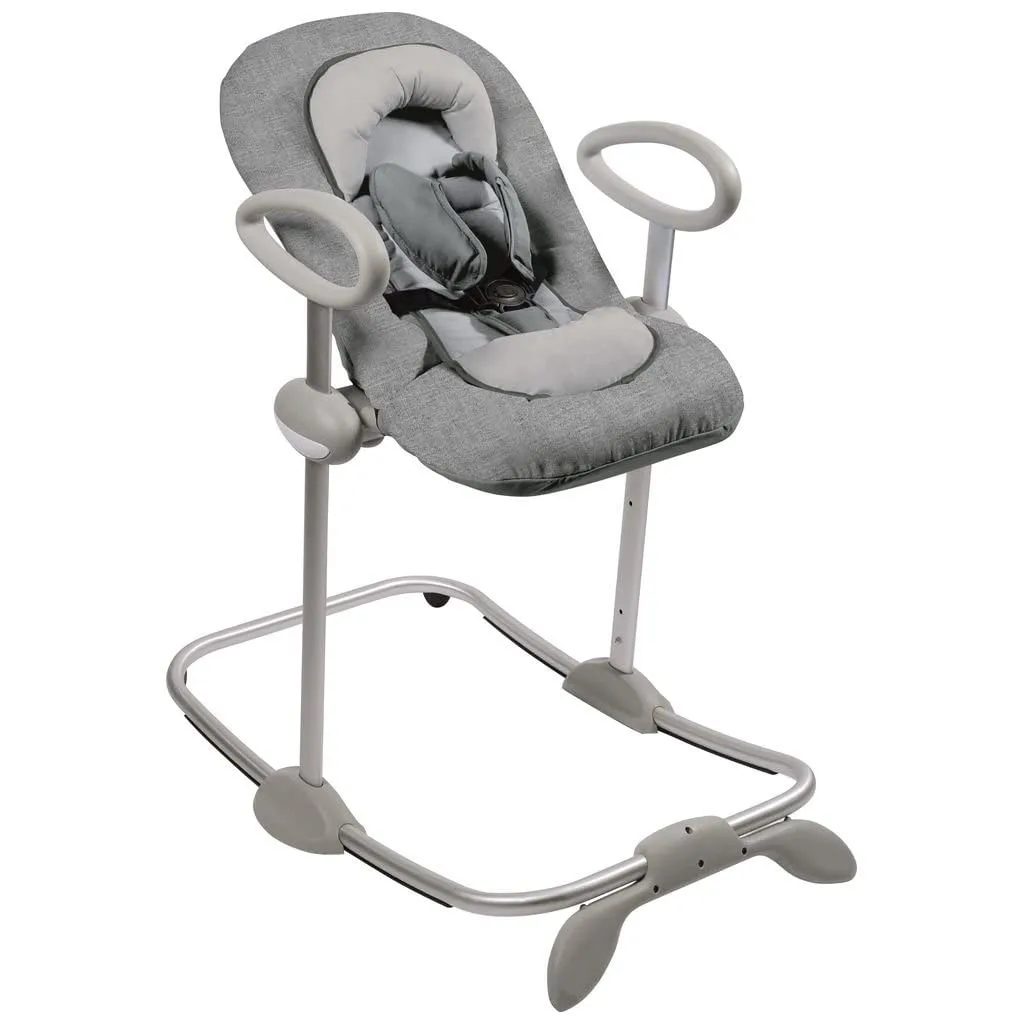 BÉABA, Transat Up and Down III, Transat Réglable en Hauteur, Unisexe pour Bébé et Enfants, 3 Positions d'Inclinaison, Harnais Sécurité 5 Points, Réducteur de Naissance, Gris Chiné