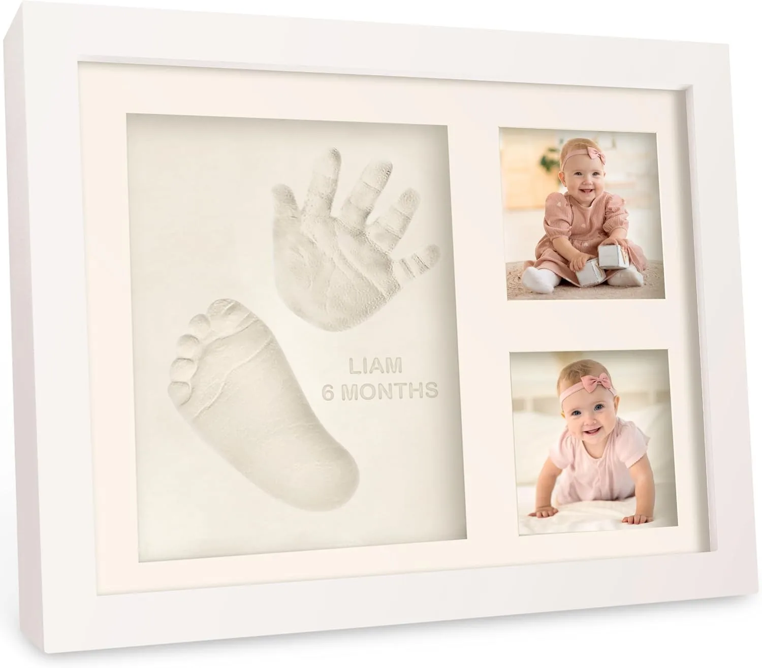 Kit Souvenir Empreinte et Empreinte Bébé - Impressions pour enfants - Cadre photo nouveau-né -Kit d'art de mémoire - Cadres photo de douche de bébé, registre de bébé (28cm x 22cm, Alpine White) Blanc…