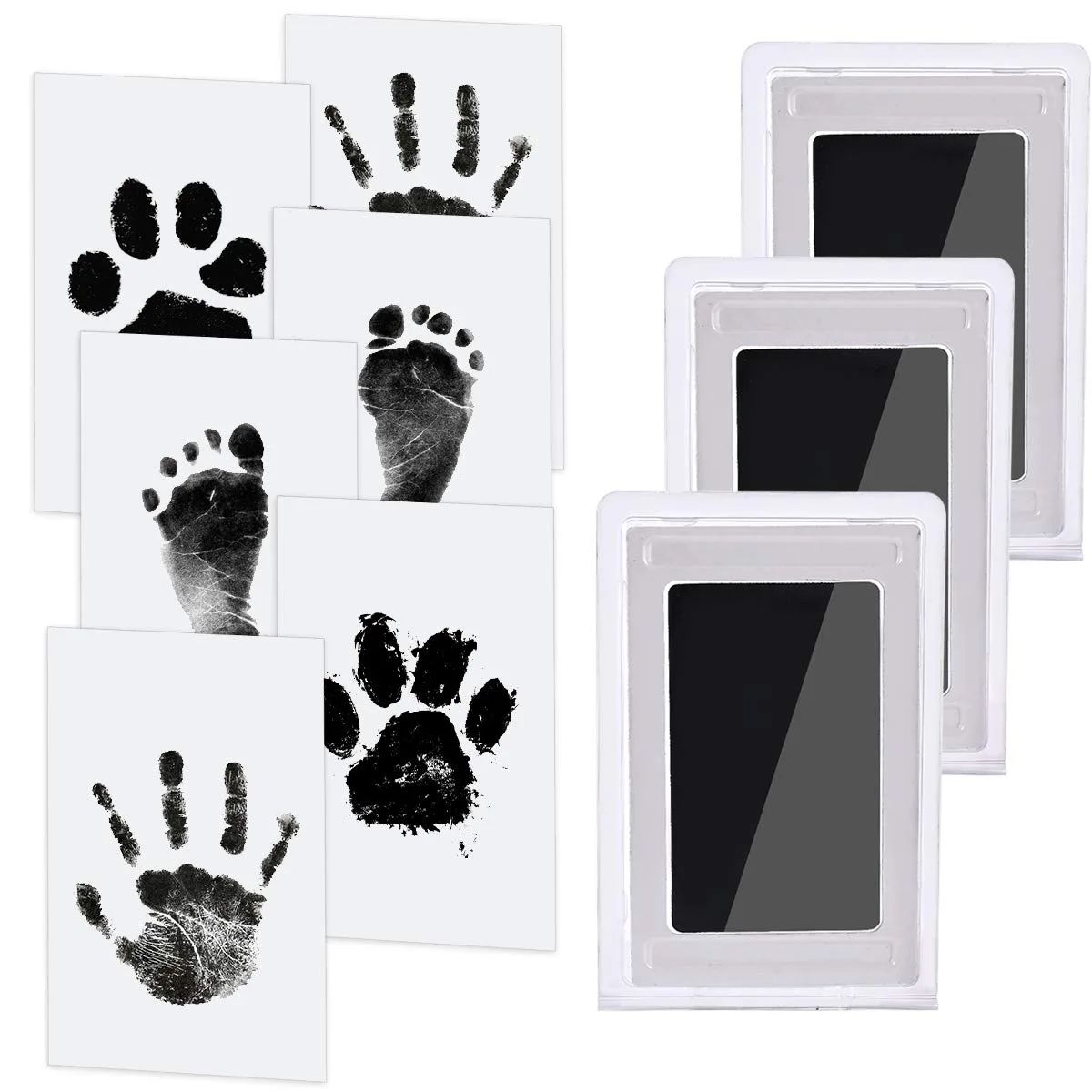Nabance Kit Empreinte Bébé 3 Tampons 6 Cartes pour 0-6 Mois Empreinte Chien Ensemble de 9 pièces