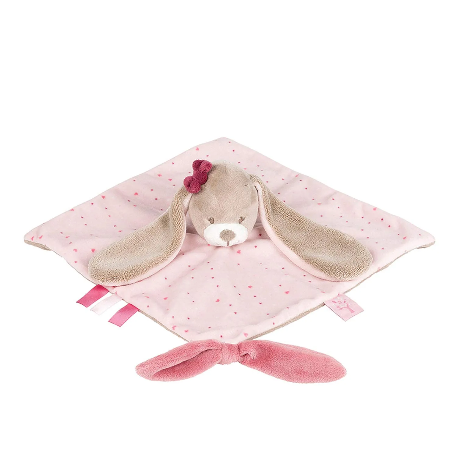 Nattou Doudou Plat Lapin Nina, Nina, Jade et Lili, 27 x 20 x 5 cm, Beige/Rose Rose 27 x 20 x 5 cm